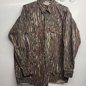 Redhead Vintage Green Brown 100% Cotton Camo Sz XL Button-down Hunting Shirt